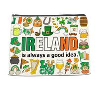 NGAEAK Ireland Gifts Cosmetic Bag, Ireland Gifts for Women Christmas Birthday Zipper Makeup Pouch Small Makeup Bag
