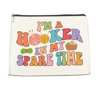 NGAEAK Knitting Gifts for Women Cosmetic Bag Gifts for Crochet Lovers Knitters Crocheters Small Makeup Bag Zipper Makeup Pouch