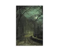 NgAnoh A Yorkshire Lane in November by John Atkinson Grimshaw Canvas Printed Poster Picture Print Wall Art Painting Canvas Artworks Gift Idea Room Aesthetic 12x18inch(30x45cm)