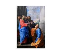 NgAnoh Christ Giving The Keys to St. Peter by Guido Reni Canvas Printed Poster Artworks Canvas Room Aesthetic Wall Art Prints Home Modern Decor Gifts 16x24inch(40x60cm)