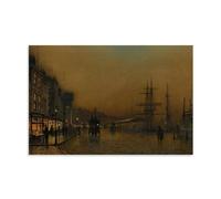 NgAnoh Glasgow by John Atkinson Grimshaw Canvas Printed Poster Cool Artworks Painting Wall Art Canvas Prints Hanging Picture Home Decors Gift Idea 12x18inch(30x45cm)