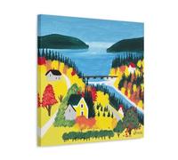NGANOH Seaside by Maud Lewis Canvas Printed Poster Artworks Canvas Room Aesthetic Wall Art Prints Home Modern Decor Gifts 12x12inch(30x30cm)