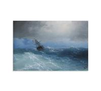 NGANOH Ship in The Stormy Sea by Ivan Aivazovsky Canvas Printed Poster Decorative Painting Canvas Wall Art Living Rooms Bedroom Painting 12x18inch(30x45cm)
