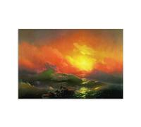 NgAnoh The Ninth Wave by Ivan Aivazovsky Canvas Printed Poster Wall Art Gifts Bedroom Prints Home Decor Hanging Picture Canvas Paintings 24x36inch(60x90cm)