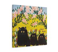 NgAnoh Three Black Cats -3 by Maud Lewis Canvas Printed Poster Wall Art Picture Painting Canvas Prints Artworks Bedroom Living Room Decor 16x16inch(40x40cm)