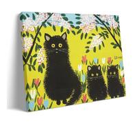 NgAnoh Three Black Cats by Maud Lewis Canvas Printed Poster Decorative Painting Canvas Wall Art Living Rooms Bedroom Painting 08x12inch(20x30cm)