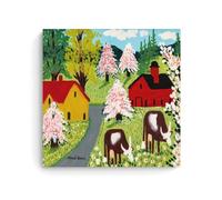 NgAnoh Two Cows in The Field by Maud Lewis Canvas Printed Poster Canvas Art And Wall Art Picture Print Modern Family Bedroom Decors 16x16inch(40x40cm)