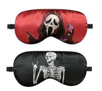 NganSuRong 2 Pack Blackout Sleep Mask, Skull Sleeping Reaper Silk Eye Masks for Sleeping with Adjustable Strap Kids Adult Bedtime Blindfold for Travel/Nap/All Night Sleeping/Halloween Scary Parties