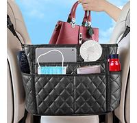 NganSuRong Car Seat Organiser Kids,Car Net Pocket Handbag Holder Between Seats Back Seat Gap Organiser Purse Holder for Console Front Seat Storage Barrier (PU Multiple Pockets A)