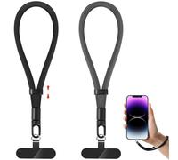 NganSuRong Phone Wrist Strap, 2 Pack Adjustable Anti Theft Phone Lanyard Hand Wrist Strap with Tether Tabs for Cellphone and Case (Black-Grey)