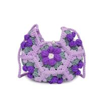 NGAVZITEN Handmade yarn knitting bag, one shoulder diagonal cross bag, small fresh flower bag