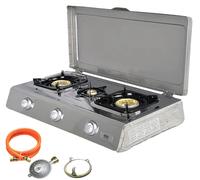 NGB-300C Stainless Steel Camping Gas Stove 3 Burner WOK Cooker with Lid