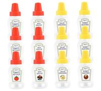 Ngbbby 12Pcs Mini Ketchup Bottle, 1.2x3 Empty Mini Condiment Squeeze Bottles, Plastic Salad Dressing Containers with Sealing Lid for Soy Sauce, Honey, Salad Dressing, Picnic, Camping, Ketchup Bottle
