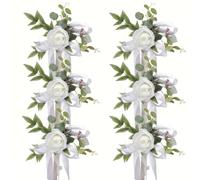 Ngbbby 6PCS Wedding Aisle Decorations, 10×18 Inch Artificial Wedding Flowers Church Pew Decorations Chair Back Floral Arrangements, White, Chair