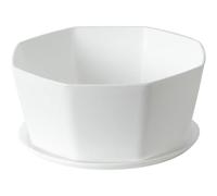 Ngbbby 8" Succulent Pots Ceramic White, Succulent Planter Pots with Drainage Hole, Shallow Plant Pot for Indoor Plants, Round Bonsai Pot with Bamboo Tray