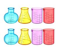 Ngbbby 8Pcs Colorful Plastic Beakers Set with Different Shapes, Educational Science Kits for DIY Experiment Chemistry Studies, Flasks