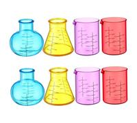 Ngbbby 8Pcs Plastic Beakers Colorful Beaker Set with Different Shapes Educational Science Kits for DIY Experiment