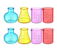 Ngbbby 8Pcs Plastic Beakers Colorful Beaker Set with Different Shapes Plastic Educational Science Kits for DIY, Experiment, Chemistry, Studies, Beakers