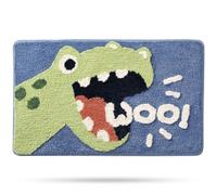 Ngbbby Bath Mat 16x24 Inch Colorful Cartoon Roaring Dinosaur Bath Mat with Non-Slip Rubber Bottom Soft & Absorbent Quick-Dry Plush Bathroom Rug