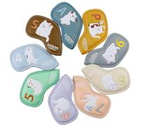 Ngbbby Golf Head Covers, 9Pcs Leather Protective Golf Iron Covers with Comfort Lining Cute Cat Plush Embroidery for Women, Men, Club Head