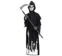 Ngbbby Grim Reaper Costume Luminous Scary Halloween Costumes Include Gloves & Sickle Cosplay Outfits for Adults Women Men, Scary Halloween Costumes
