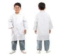Ngbbby Kids Doctor Coat Soft & Comfortable White Toddler Doctor Coat Role Play Costume with Pockets Scientist Costume Kids for Dentist Scientist Dress-Up, S, Toddler