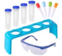 Ngbbby Kids Test Tubes Kit 10 Pcs 4x50ml PP Scientific Educational with Safety Goggles Rack Pipettes