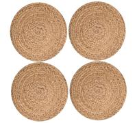 Ngbbby Place Mats for Table 4, 10 Inch Round Rattan Placemats, Papyrus Woven Placemats for Kitchen Dining Table, Rattan