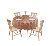 Ngbbby Round PU Oilcloth Tablecloth Washable Tendrils Baroque for Kitchen Dining Holiday Brown 180 Cm