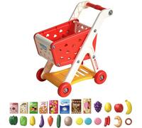Ngbbby Shopping Cart for Kids Safe Toddler Shopping Cart with Spacious Storage Basket Kids with 25 Items Educational Toy for Grocery Store Pretend Play, Toddler