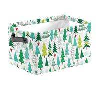 Ngbbby Toy Storage Basket 14x10x8 Inch Christmas Tree Print Toy Bin Collapsible Baby Laundry Basket with Handle for Bedroom Nursery Bathroom