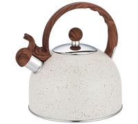 Ngbbby Whistling Tea Kettle 2.5l Stainless Steel Kettle Stovetop with Insulated Folding Wood Handle Tea for Stove Top Fast Heating Teapot for Stovetop for Coffee, Milk White