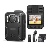 NGBFF Body Camera, B4K2 128G 4K Small Body Camera GPS Police Cam Two 3000mAh Batteries 16H Recording Mini Camcorders With Charging Dock