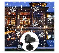 NGBFF Christmas Projector, Christmas Snowflake Light Snowfall Projector Move Snow Outdoor Indoor Garden Projection Lights New Year Party(With Remote)