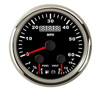 NGBFF Water Level Gauge, 3 In 1 Multi-functional 85mm Gauge GPS Speedometer+Fuel Level+Voltmeter 240-33 Ohm Fuel Level Meter 60MPH GPS Speed Odometer(BS Gauge)