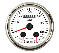 NGBFF Water Level Gauge, 3 In 1 Multi-functional 85mm Gauge GPS Speedometer+Fuel Level+Voltmeter 240-33 Ohm Fuel Level Meter 60MPH GPS Speed Odometer(WS Gauge)