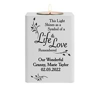 NGC Personalised Memorial ''Life And Love'' White Wooden Tealight Candle Holder, P1011F66