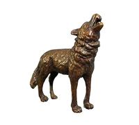 NGDFGR Black Handmade Creative Copper Realistic Wolf King Figurine, Brass Animal Wolf Statue Sculpture Office Home Study Desk Garden Bonsai Decoration