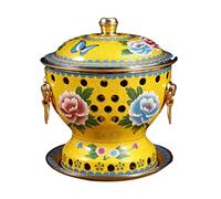 NGDFGR Single Person Small Copper Pot Old Beijing Small Fat Cow Hot Pot Chinese Traditional Cloisonne Hot Pot Commercial Alcohol Shares Red Copper Hot Pot,Yellow-One Size