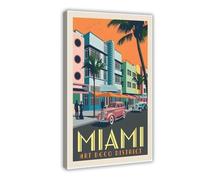 NGDRY 6RIPEX Miami Art Deco District Vintage Travel Poster Canvas Poster Frame-style 20x30inch(50x75cm)
