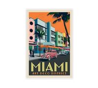 NGDRY 6RIPEX Miami Art Deco District Vintage Travel Poster Canvas Poster Unframe-style 16x24inch(40x60cm)