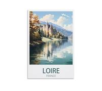 NGeniC Chateau De La Loire France Vintage Travel Poster Landscape 12x18inch(30x45cm) Canvas Wall Art Print Painting for Wall Decor Living Room Bedroom