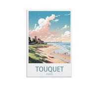 NGeniC Touquet Paris Plage Vintage Travel Poster Landscape 12x18inch(30x45cm) Canvas Wall Art Print Painting for Wall Decor Living Room Bedroom