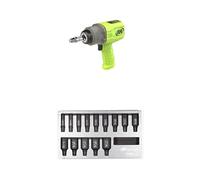 ngersoll-Rand 2236QTIMAX-G DXS2 1/2" Air Impact Wrench, Quiet, 1500 ft-lb Torque, Titanium Hammercase, Green with 14-Piece DXS2 Drive Hex Deep SAE Imperial Impact Socket Set, Chrome-Molybdenum Steel