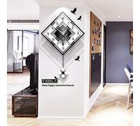 NgFTG Modern Decorative Wall Clock With Pendulum, Large Square Simple Pendulum Clock,wood Black White For Living Room Cafe Restaurant-black 42x56cm(17x22inch)