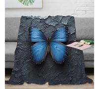 NGGADIWEG 3D Printed Blue butterfly Warm Blanket Microfiber Soft Cosy Bedding Warm Nature photography Bed Blanket Non Pilling for Dorm Dwellers University Students Teens 40x50inch(100x130cm)