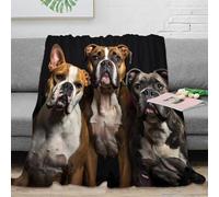 NGGADIWEG 3D Printed Boxer dogs Home Blanket Microfiber Ultra Soft Warm Bedding Portrait photography Fluffy Blanket Anti Static for Teens Students Renters Apartment Dwellers 60x80inch(150x200cm)