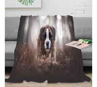 NGGADIWEG 3D Printed Boxer puppy Home Blanket Microfiber Ultra Soft Warm Bedding Forest wildlife Lounge Throw Machine Washable No Shedding for Kids Adults Families 50x60inch(127x152cm)