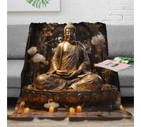 NGGADIWEG 3D Printed Buddha statue Living Room Throw Microfiber Soft Warm Bedding Cosy meditative spiritual All Season Blanket for Housewarming New Homeowners Couples 80×90inch(200x230cm)