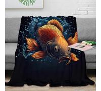 NGGADIWEG 3D Printed carp swimming Travel Blanket Microfiber Lightweight Warm Bedding Soft Digital art Cosy Throw Machine Washable for Students Campers Travellers Young Adults 60x80inch(150x200cm)